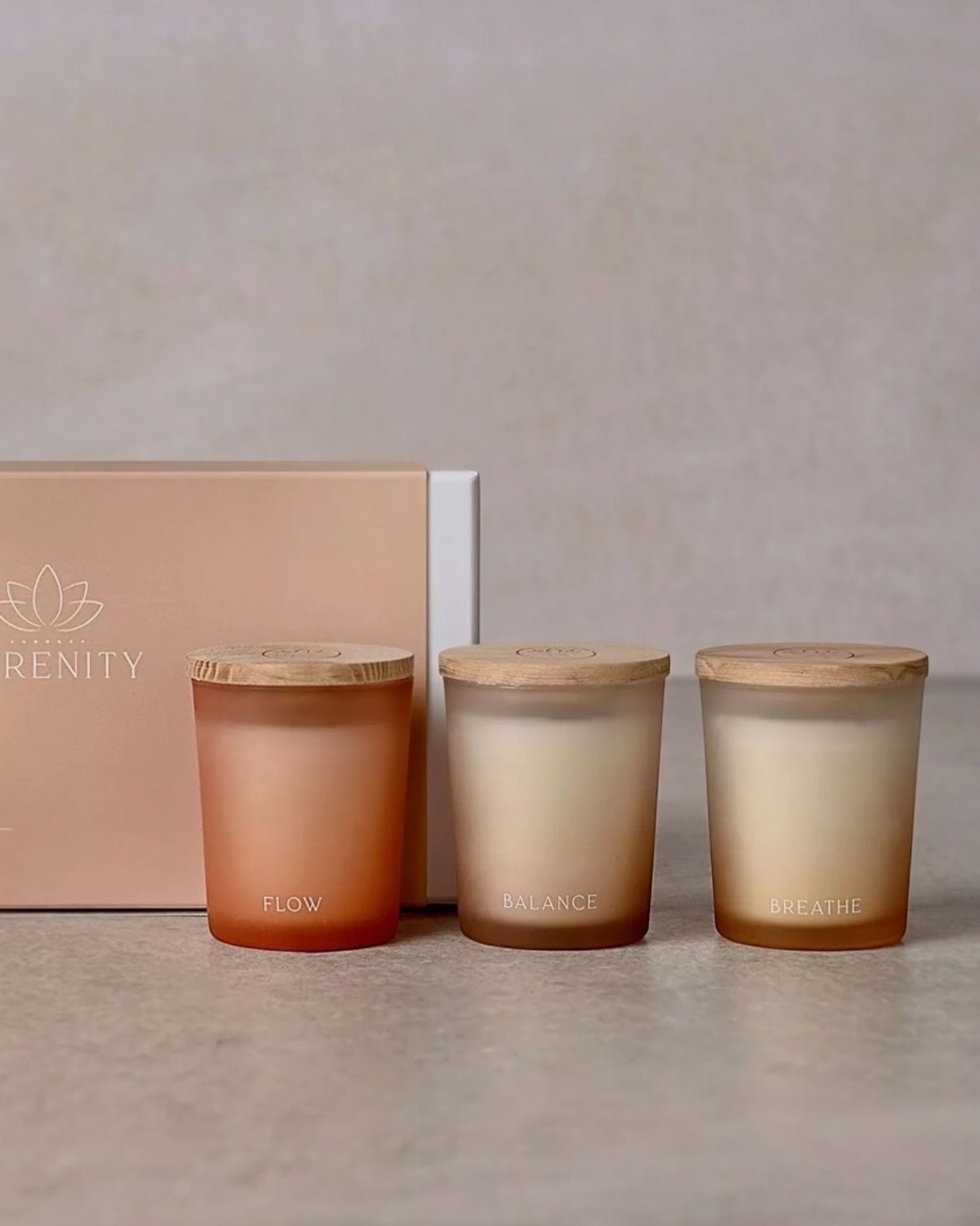 Serenity Tranquil Set of 3 Votive Candles - Flow Balance & Breathe