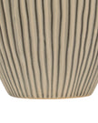 Textured beige striped vase by Hill Interiors, showcasing a stylish design with horizontal stripes and a matte finish.