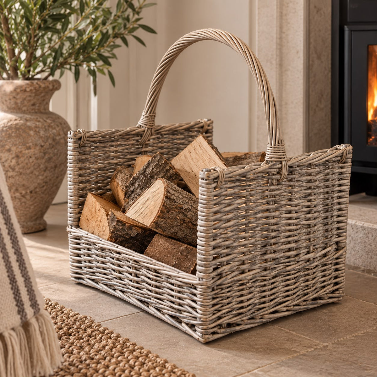 Greywash Willow Log Basket