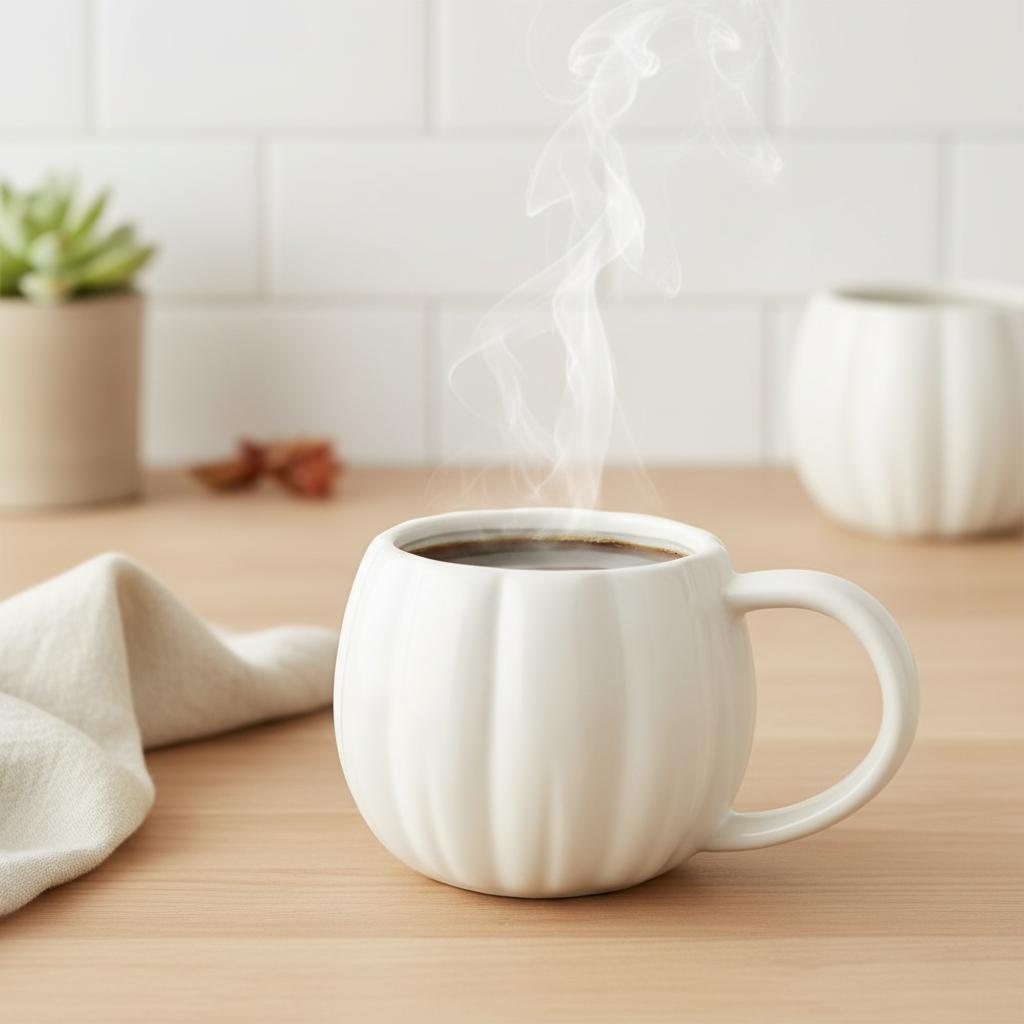 White Ceramic Pumpkin Mug