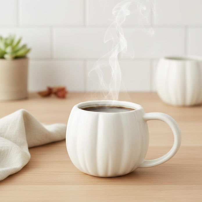 White Ceramic Pumpkin Mug