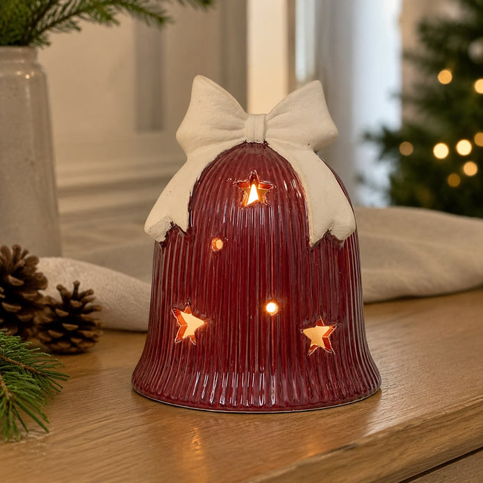 Red Ceramic Light Up LED Bell