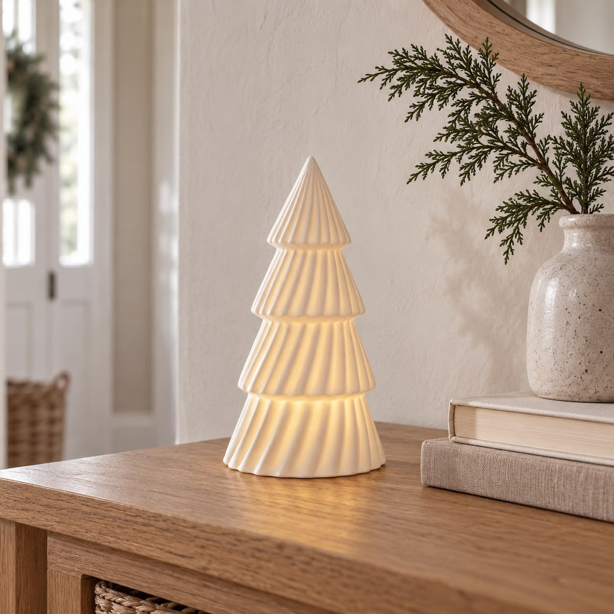 White Ceramic LED Light Up Christmas Tree