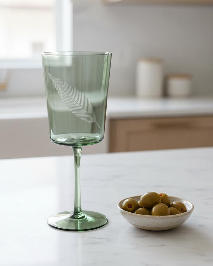 Green Palm Wine Glass