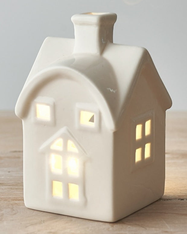 Dainty White House Tealight Candle Holder