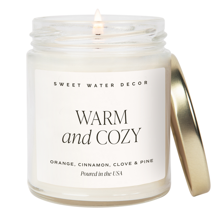 Warm and Cozy 9 oz Soy Candle - Christmas Decor & Gifts