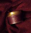 Small tin candle with frankincense and myrrh scent, designed for Christmas by Shearer Candles, featuring a festive holiday fragrance.