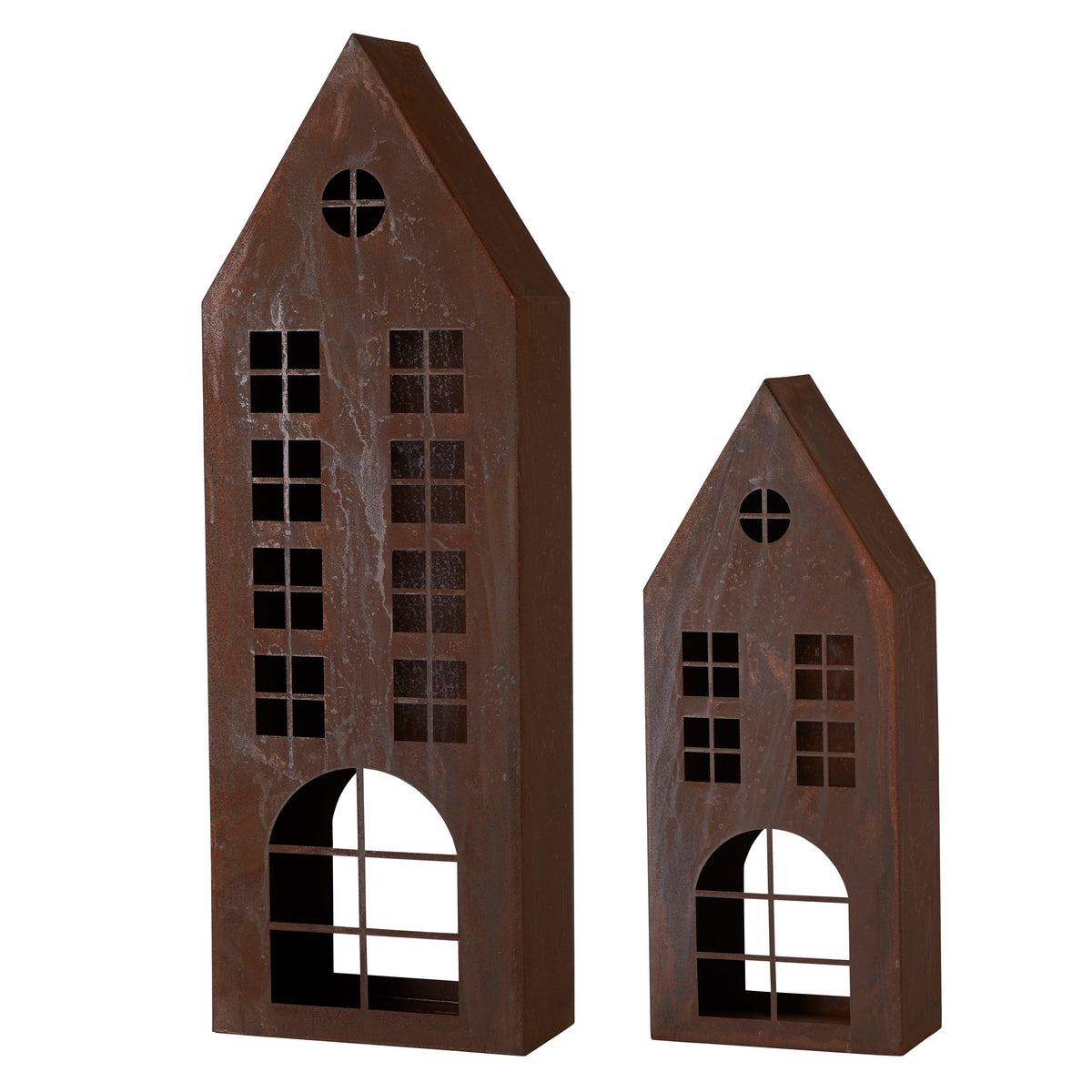 Extra Large Metal House Rust Candle Holder