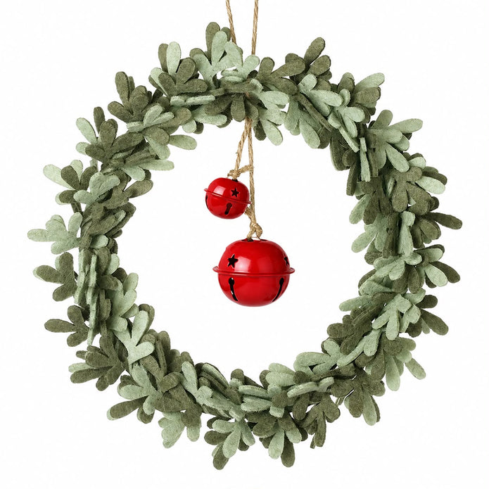 Felt Wreath With Red Bell