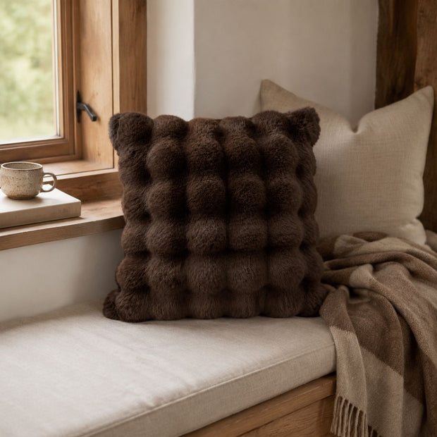 Chocolate Brown Luxury Faux Fur Cushion