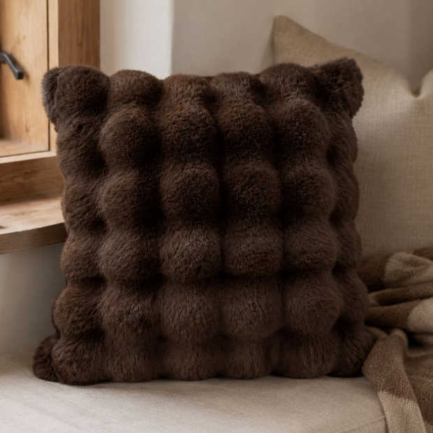 Chocolate Brown Luxury Faux Fur Cushion
