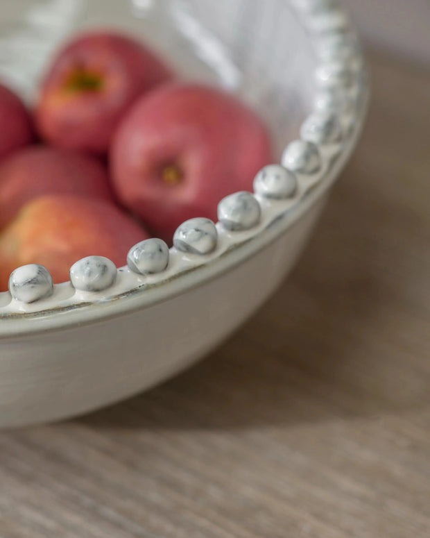 Round Large Neutral Bobble Edged Bowl