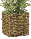 Artificial white lavender plant in a rattan pot, decorative faux greenery by Heaven Sends, perfect for home or office decor.