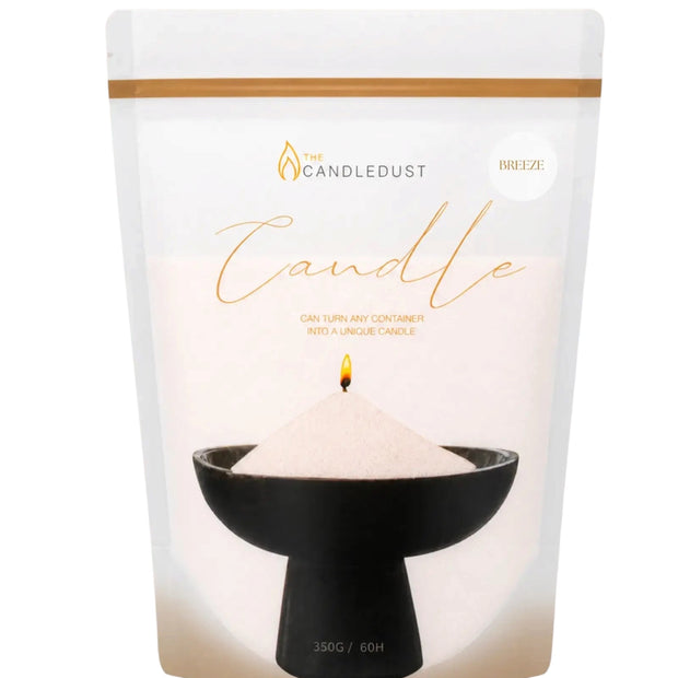 White Scented Candle Sand Kit – Breeze, front view of the white Breeze candle-sand pouch