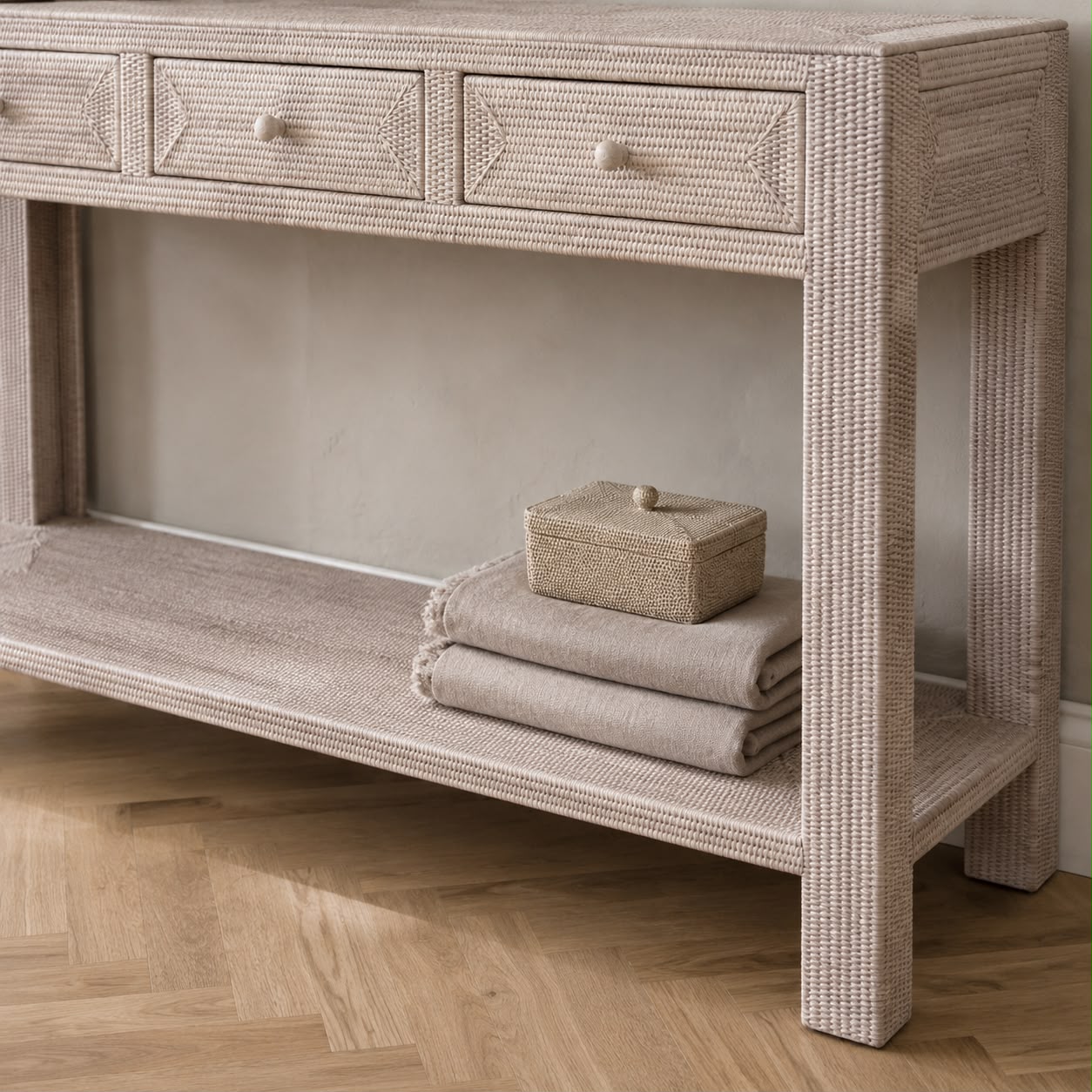 Rattan Large Rectangular Console Table - PRE ORDER MID SEPTEMBER DELIVERY