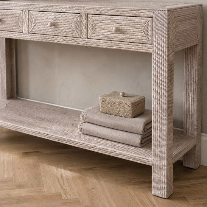 Rattan Large Rectangular Console Table - PRE ORDER MID SEPTEMBER DELIVERY