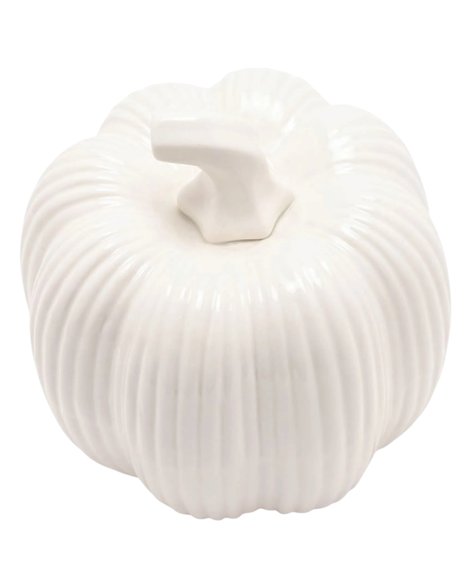 White Ceramic Ribbed Pumpkin