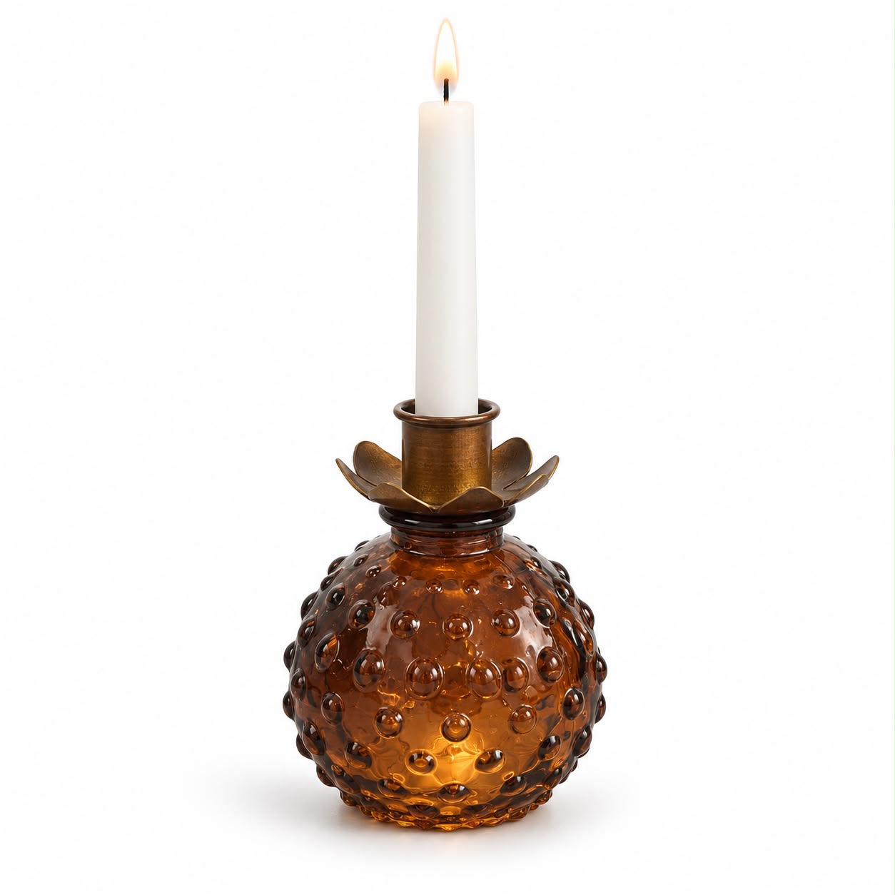 Round Glass Bud Vase - Amber