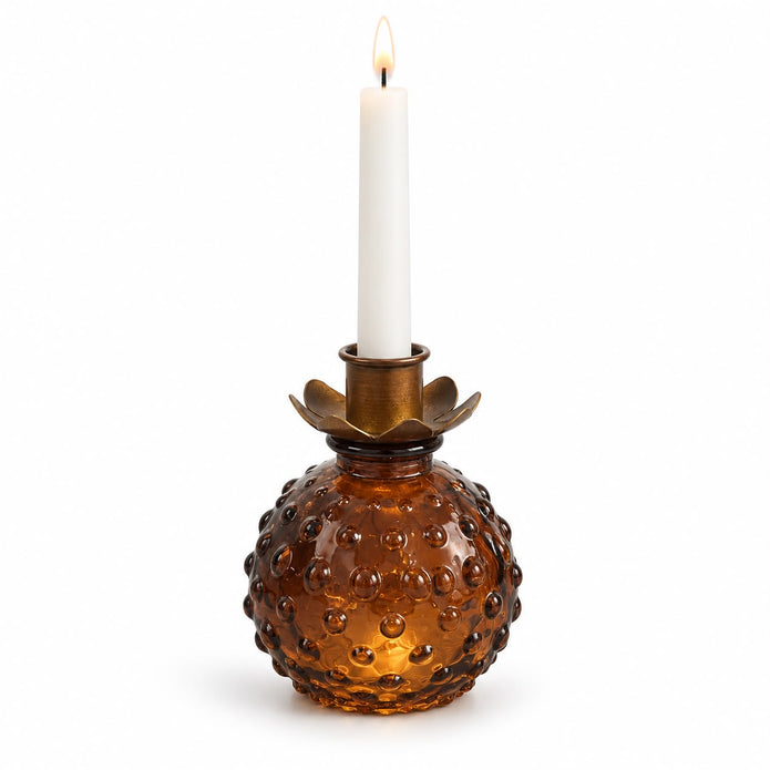 Round Glass Bud Vase - Amber
