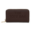 Chocolate brown Jamie Bags RFID single zip purse with a sleek design, featuring a zipper closure and compact accessories style.