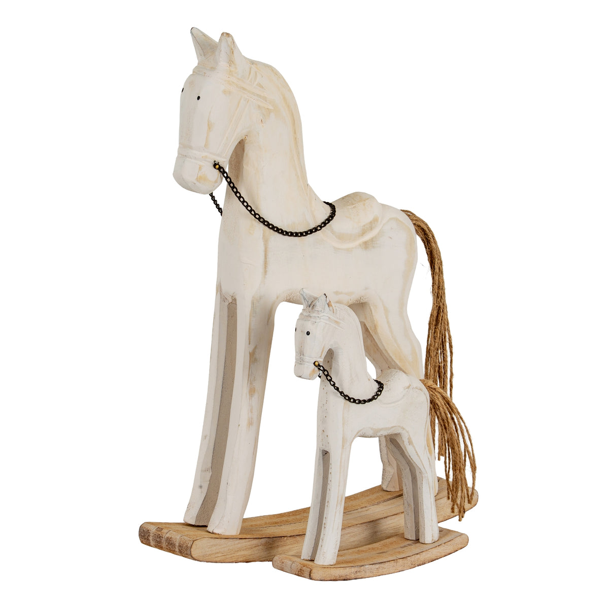 Whitewashed Wooden Rustic Rocking Horse