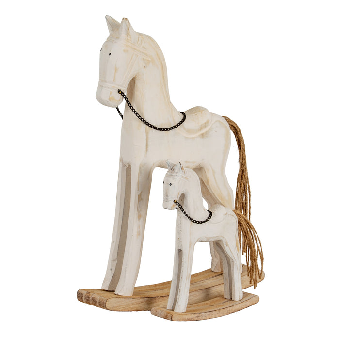 Whitewashed Wooden Rustic Rocking Horse