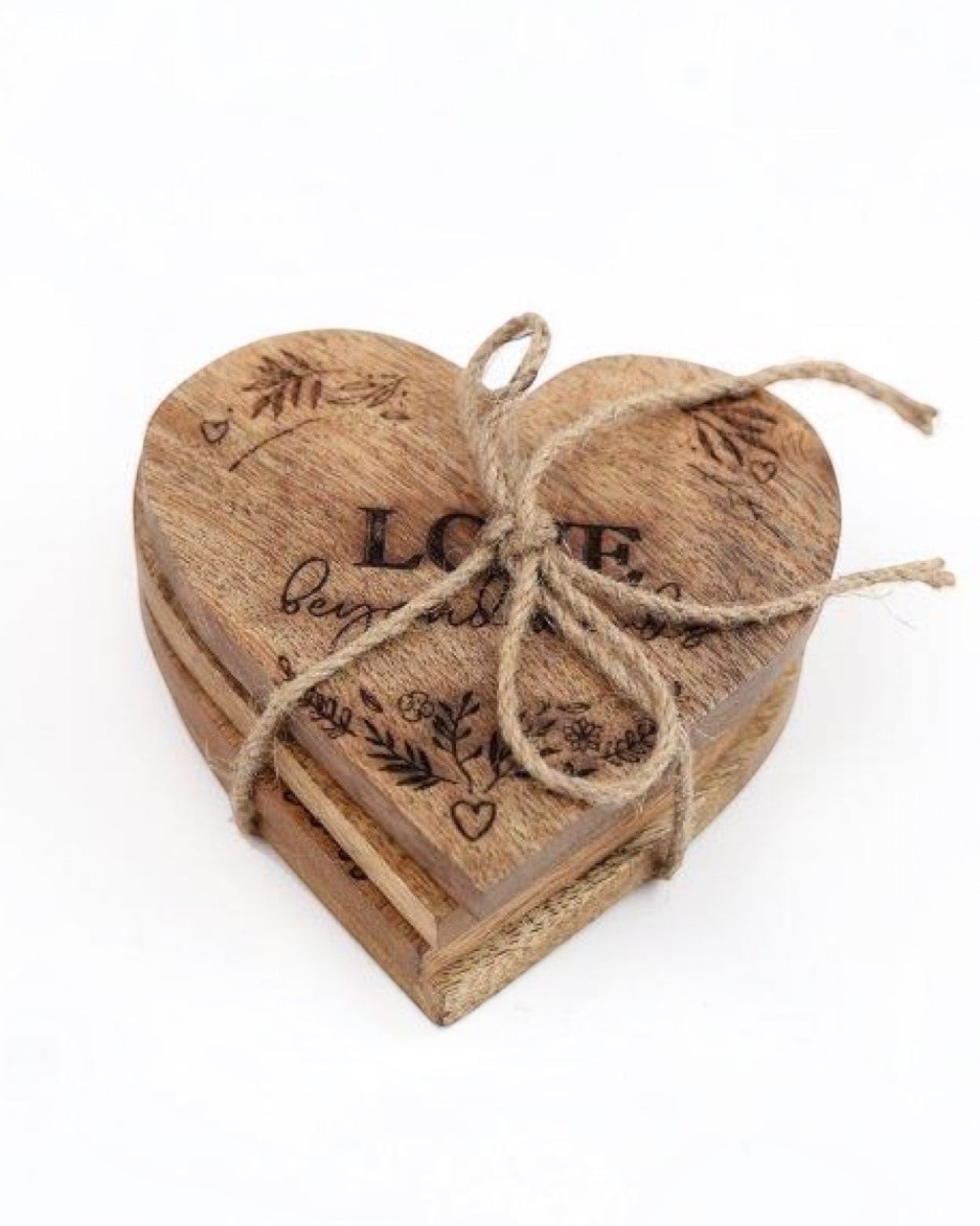 Heart Shaped Wooden Coasters - Set of Four