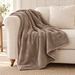 Beige Luxury Snuggle Blanket Throw, beige throw draped over a cream sofa