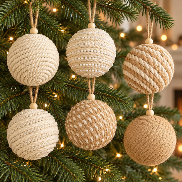 Neutral Beige and Cream Rustic Rope Bauble