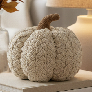 Large Cream Natural Pumpkin Decoration