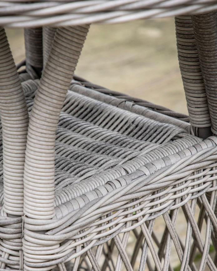 Natural rattan Menton two-seat bistro set for garden, includes matching table and chairs by Gallery Direct.