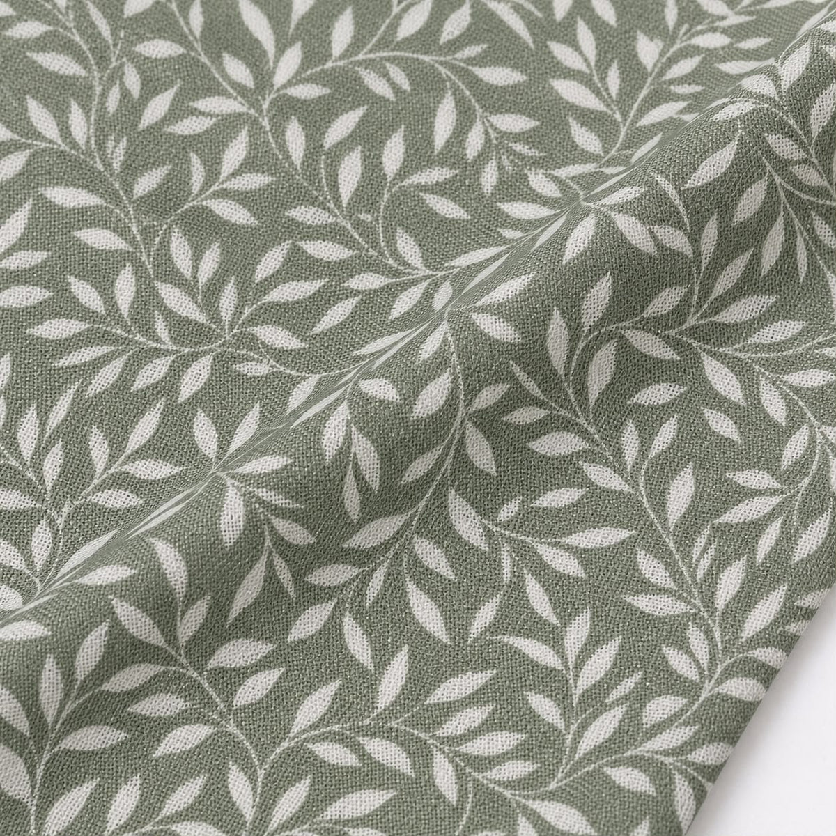 Yard Leaf Patterned Moss Green Woven Sheer Voile Curtain Panel