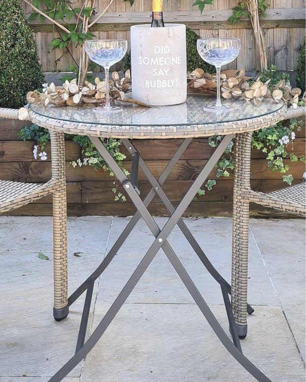Natural rattan bistro garden furniture set with chair and table by Pacific Lifestyle Ltd, perfect for outdoor patio or garden use.