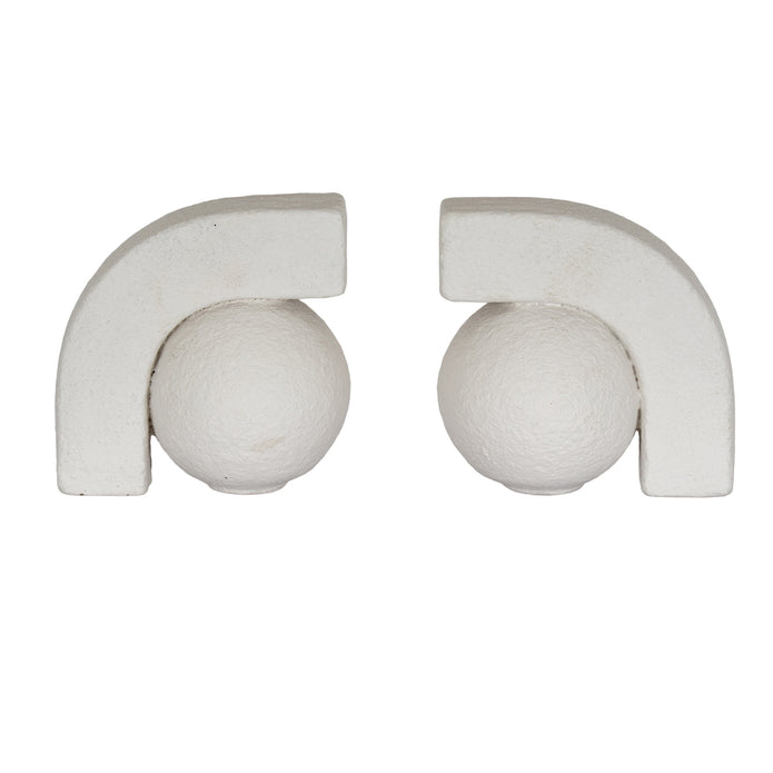 Ashen matte white book ends from Hill Interiors, home décor accessories, with a sleek modern design for organizing books.