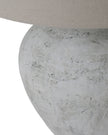 Darcy Natural Stone Round Lamp by Hill Interiors, modern lighting fixture with smooth stone finish and circular design.