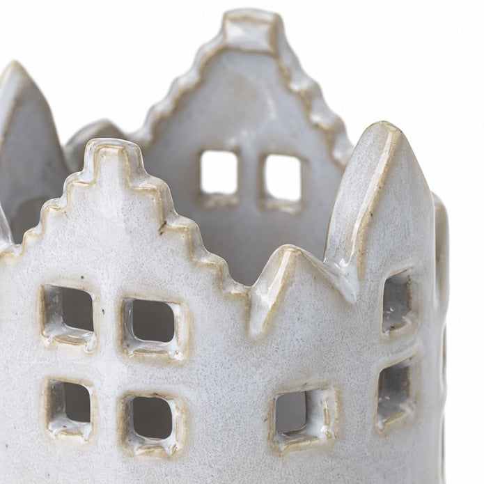 Round Ceramic House Tealight Candle Holder