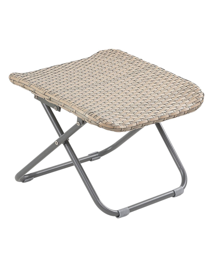 Natural rattan garden furniture set with chair, stool, and table by Pacific Lifestyle Ltd, perfect for outdoor relaxing and entertaining.