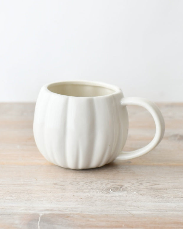 White Matt Ceramic Pumpkin Mug