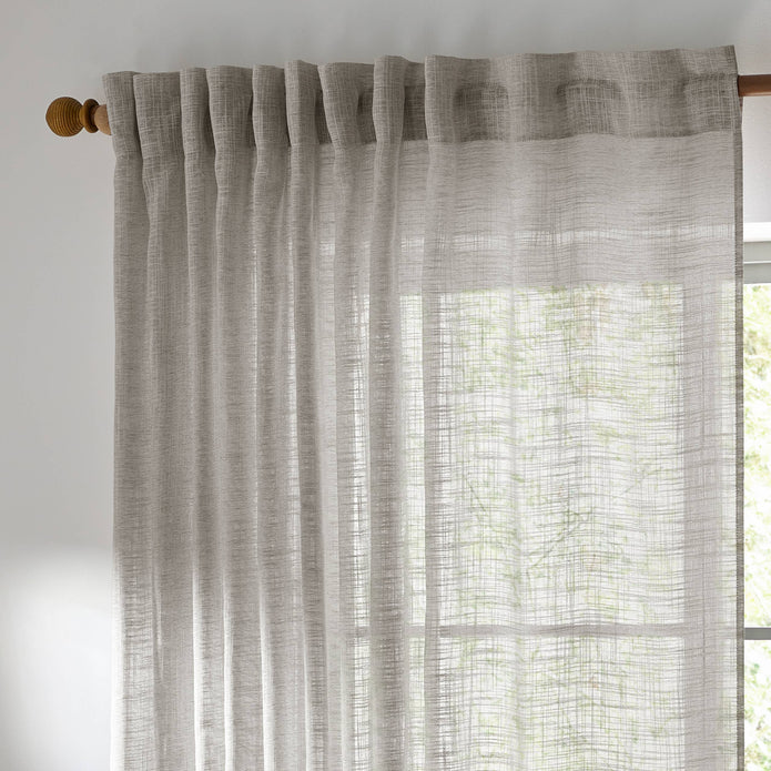 Yard Greige Woven Sheer Voile Curtain Panel - Tab Top