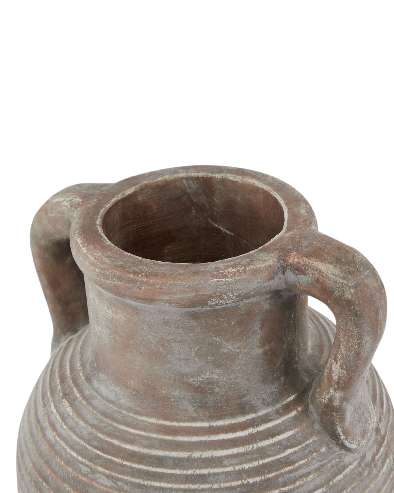 Siena Matt Brown Stone Amphora Vase by Hill Interiors, featuring a classic clay vase with a matte brown finish and elegant shape.