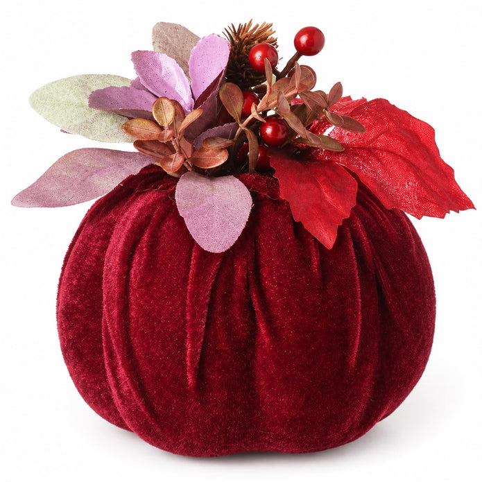 Burgundy Velvet Foliage Pumpkin