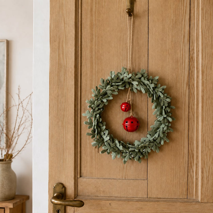 Felt Wreath With Red Bell