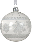 Clear Glass Bauble White Glitter Snow