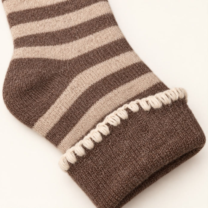 Cosy Cuff Socks - Beige Stripe
