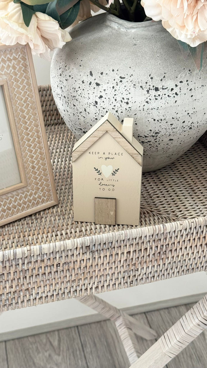 Wooden House Ornament - Beige Moments Keep A Place In Your Heart