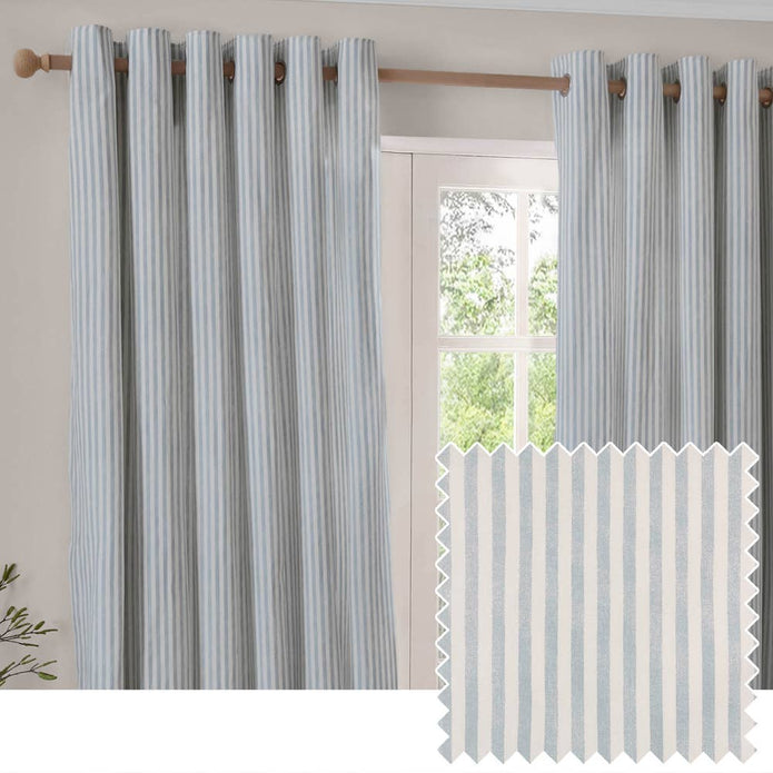 Yard Ocean Blue Striped Blackout Eyelet Curtains