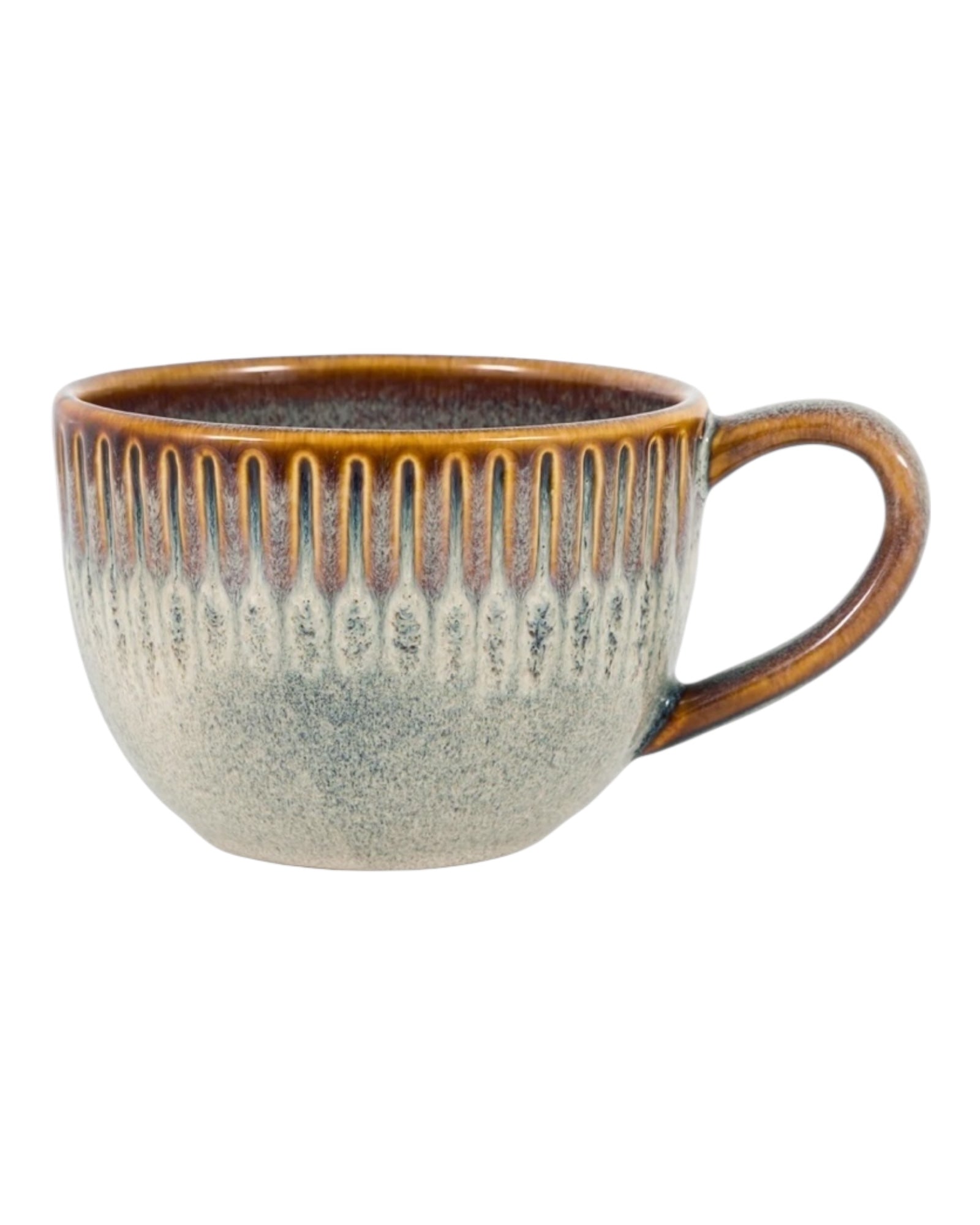 Beige Ridged Reactive Glaze Organic Mug