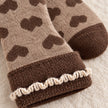 Cosy Cuff Socks - Beige Heart, close-up of brown hearts and cream-trimmed cuff