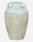 Thorne White and Beige Amphora rustic vase by Hill Interiors, featuring a classic ceramic design with a textured finish.