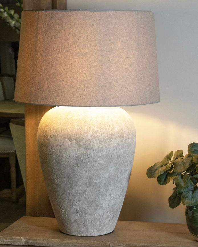 Athena Stone Natural Ribbed Lamp